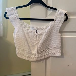 White Crochet Crop Top